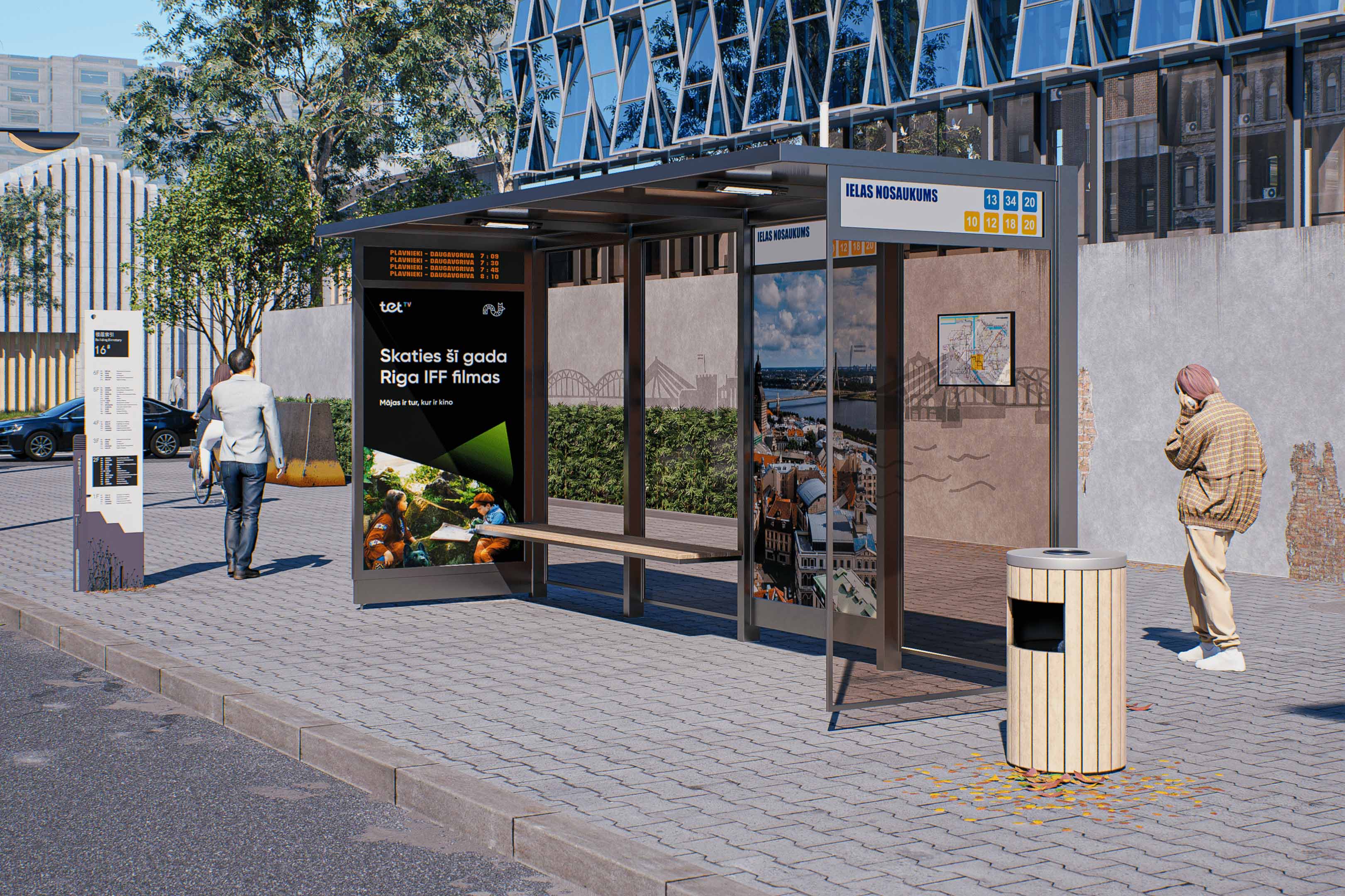 PALAMI Group Innovative And Smart Bus Stop Shelter With Digital LED And Timetable Displays