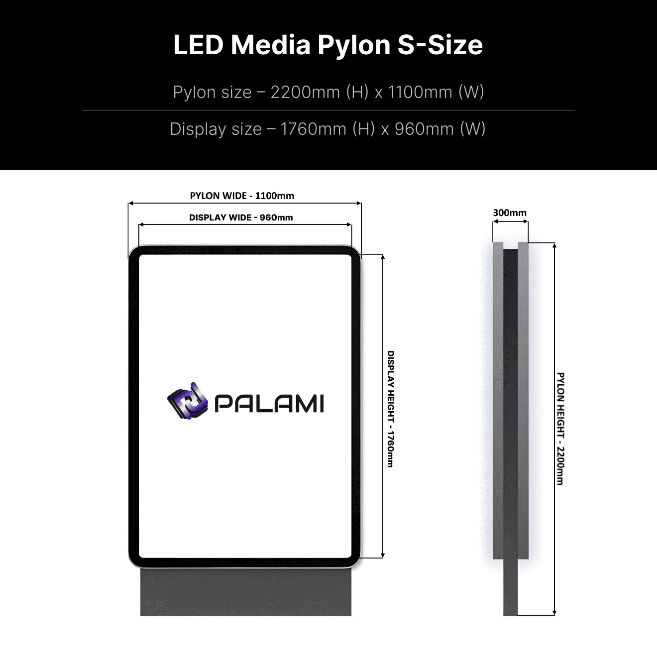 LED Media Pylon S-Size - Compact Digital Advertising Display
