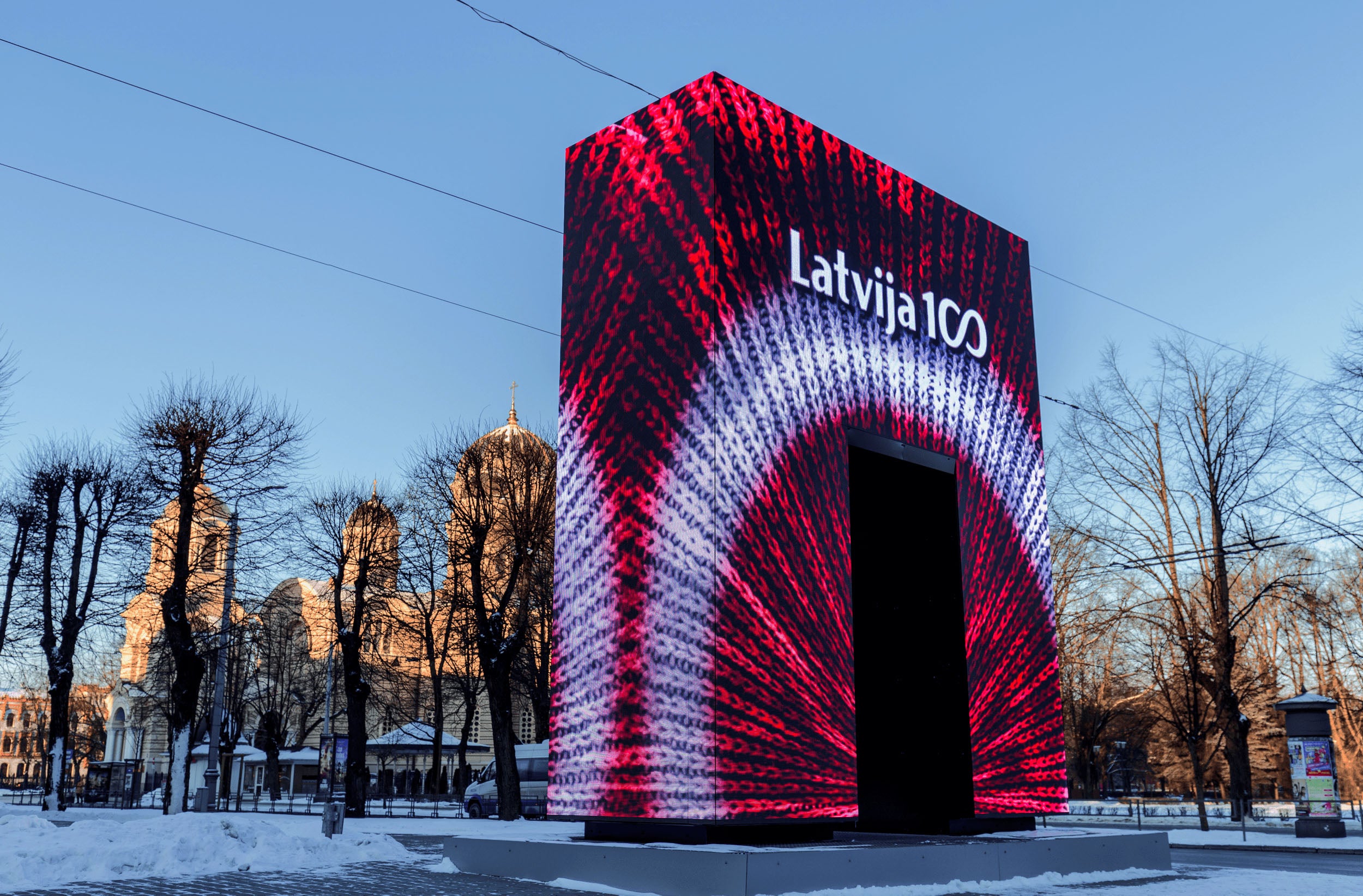 PALAMI Group LED Display Object Goda Varti Left Side View On Street