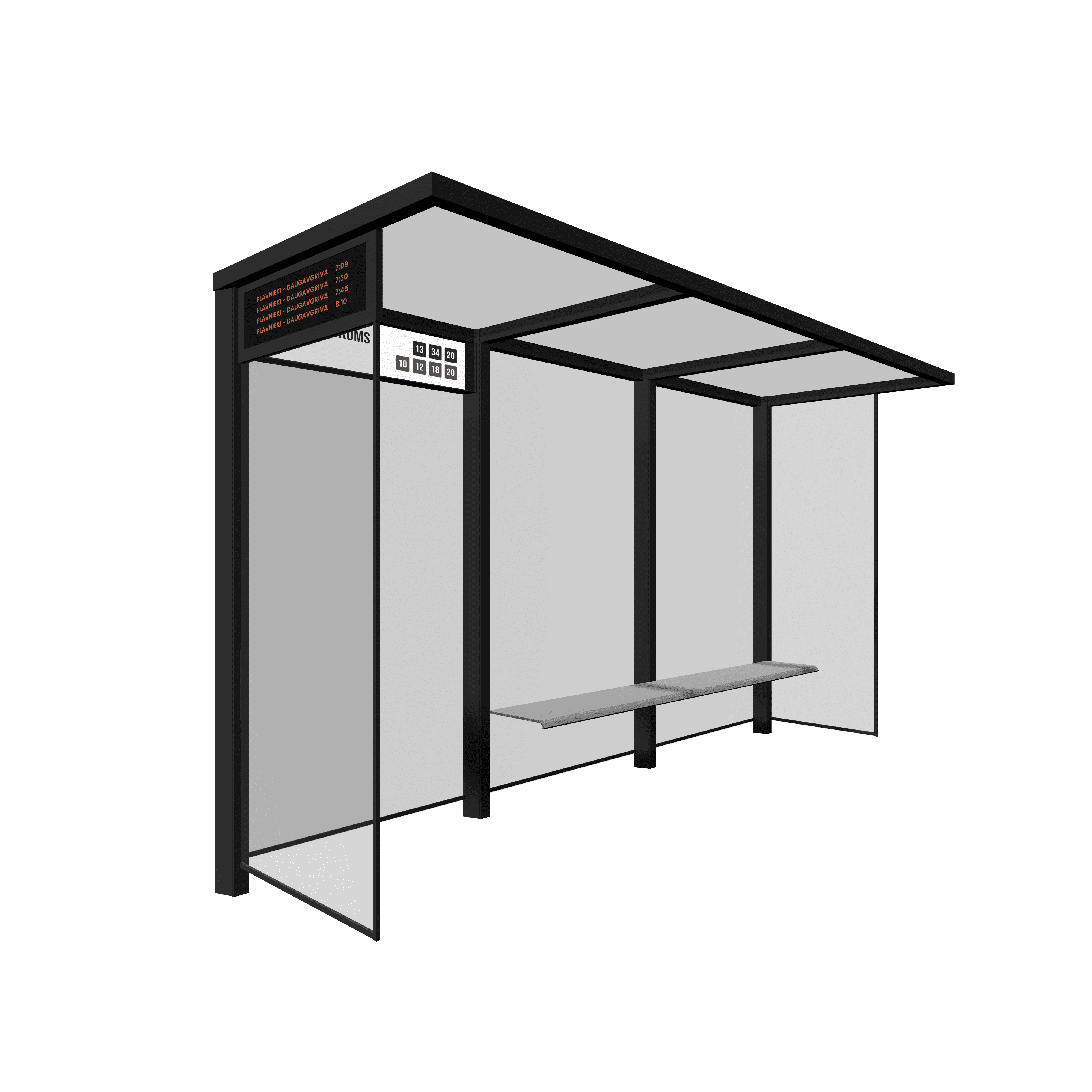 Bus Shelter (S/M) Timetable LED Display by PALAMI Group - Compact Real-Time Schedule Display for Commuters