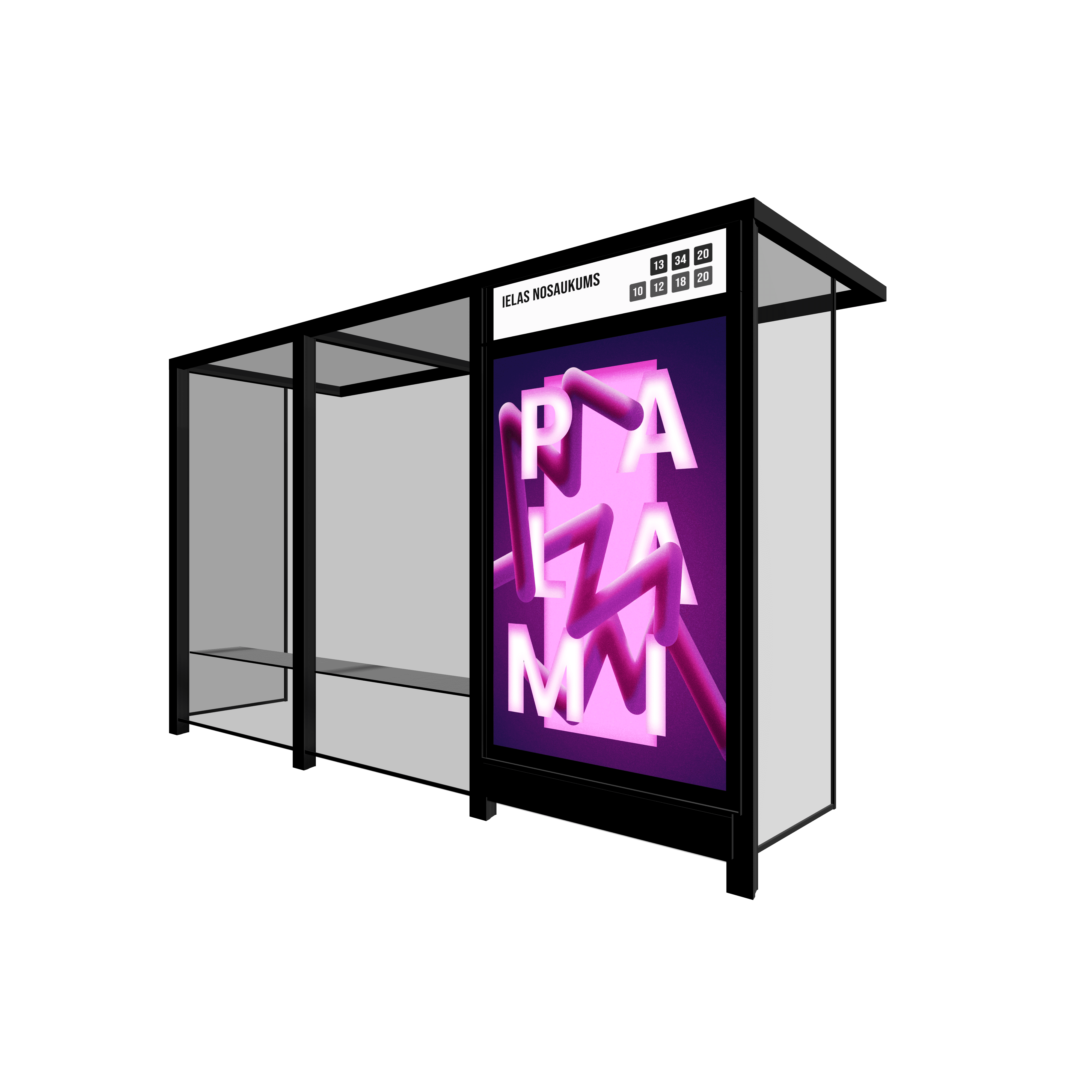 Bus Shelter OSLO Rear Section LED Display By PALAMI Group