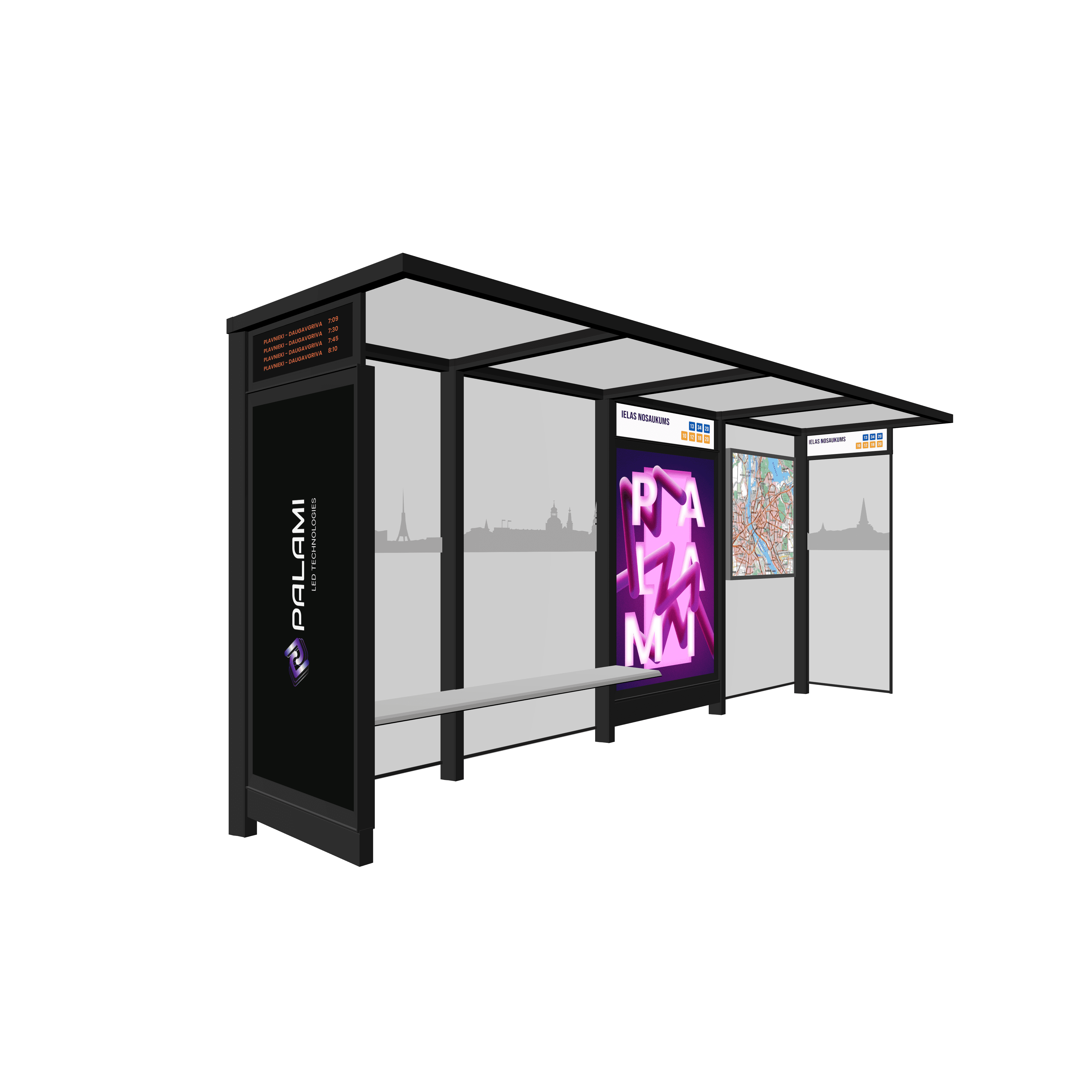 Bus Shelter OSLO M-Size With Medium-Sized Display By PALAMI Group
