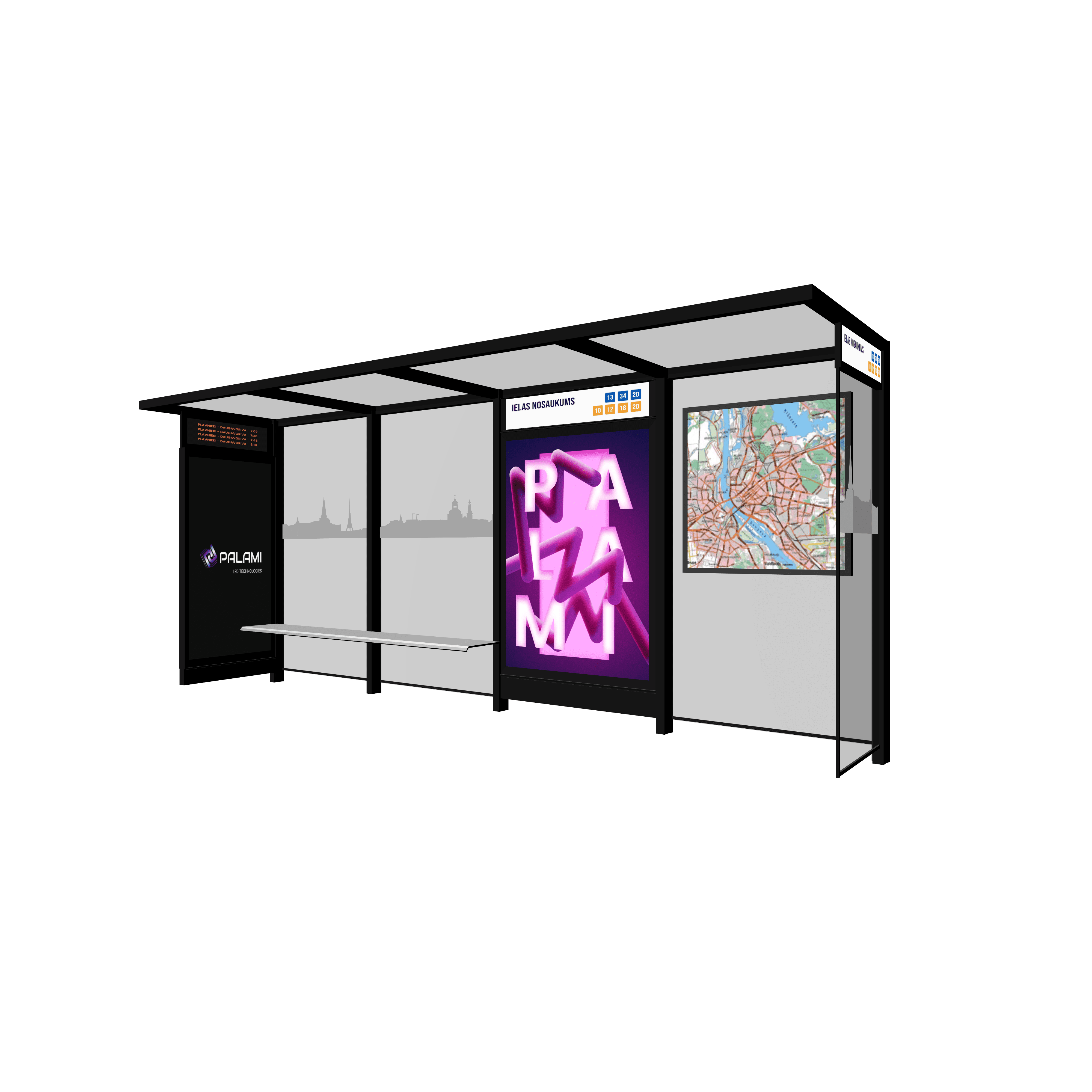 Bus Shelter OSLO M-Size with medium-sized display by PALAMI Group