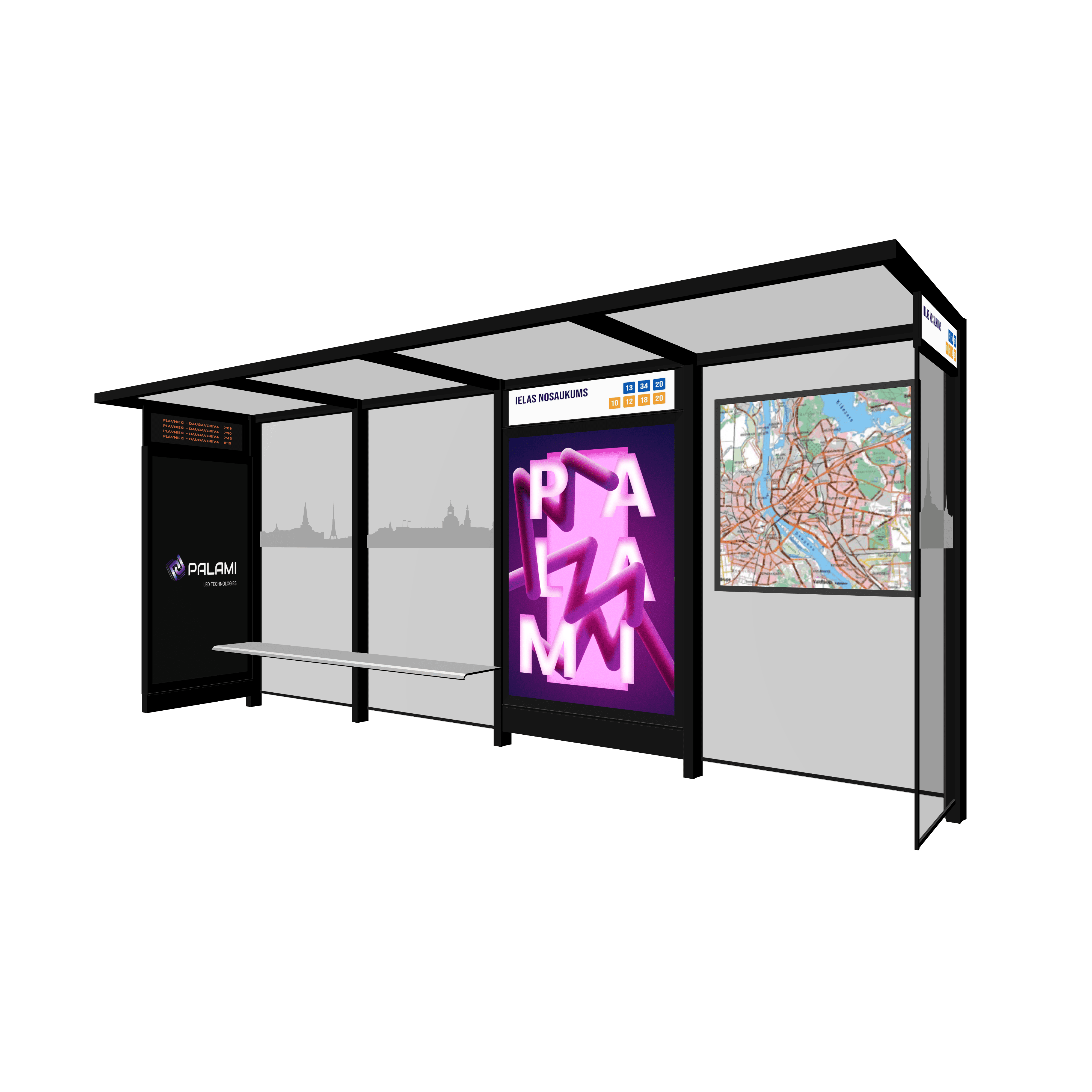 Bus Shelter OSLO M-Size With Medium-Sized Display By PALAMI Group