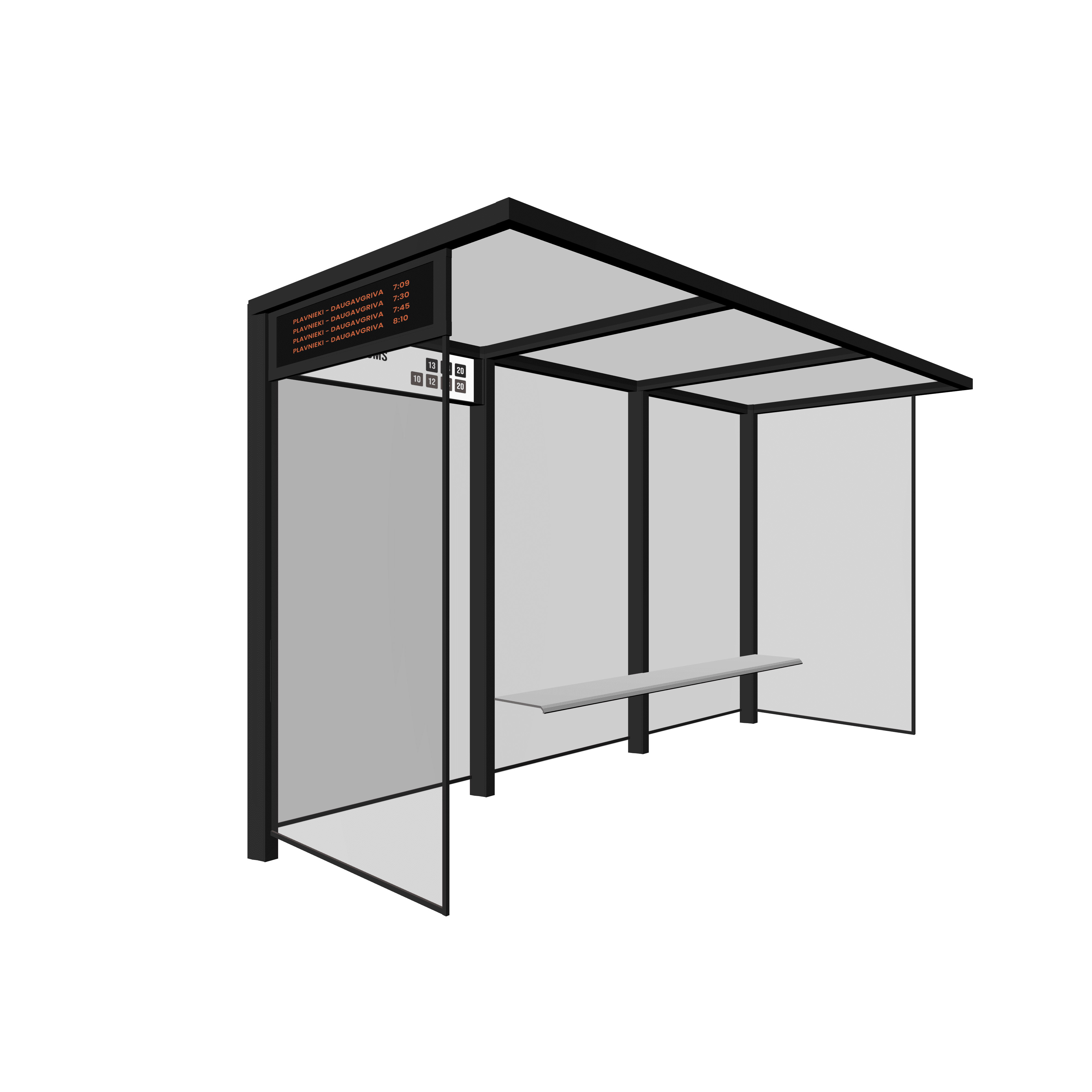 Bus Shelter (L/XL) Timetable LED Display by PALAMI Group - Reliable Schedule Display for Commuters