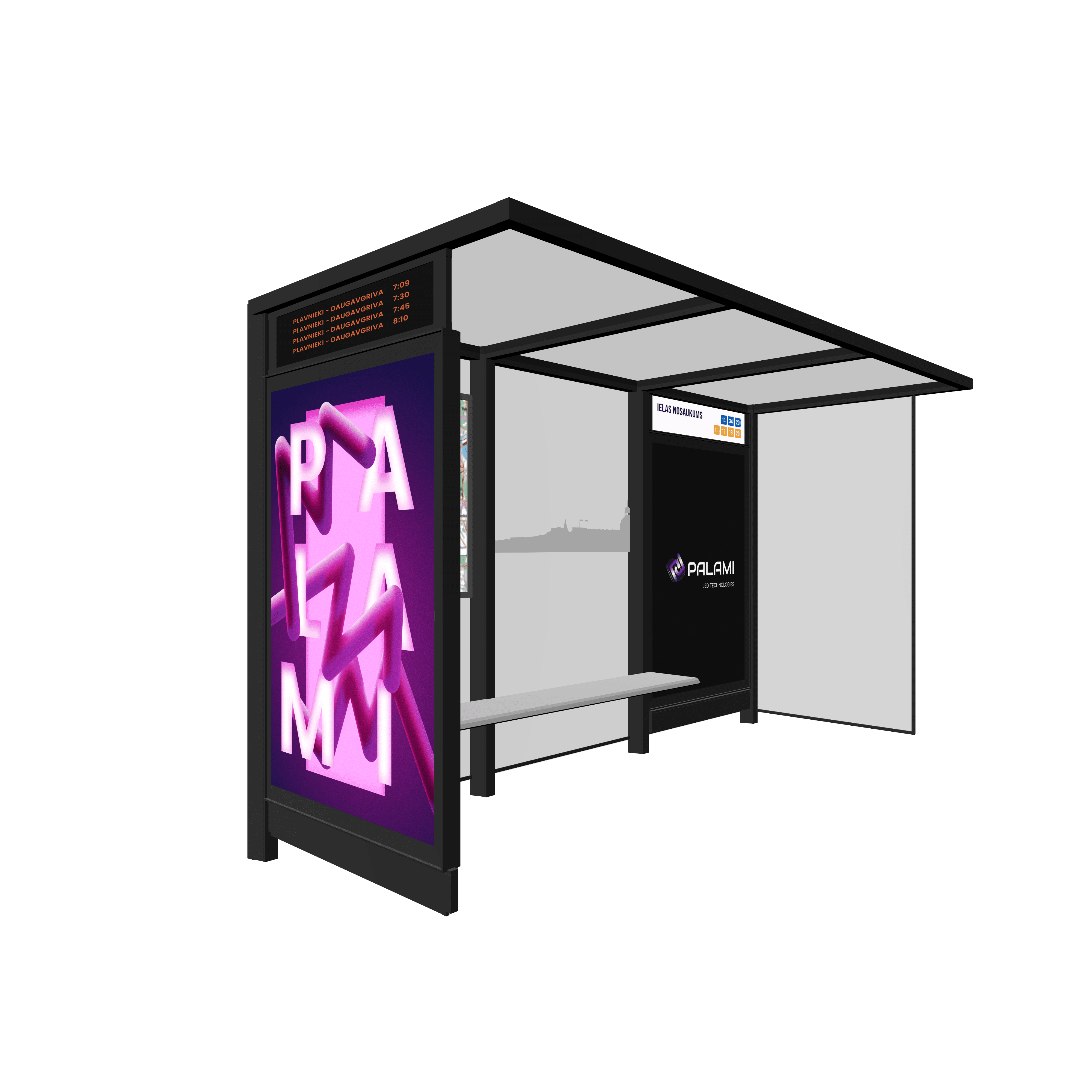 Bus Shelter OSLO L-Size With Large Integrated Display By PALAMI Group