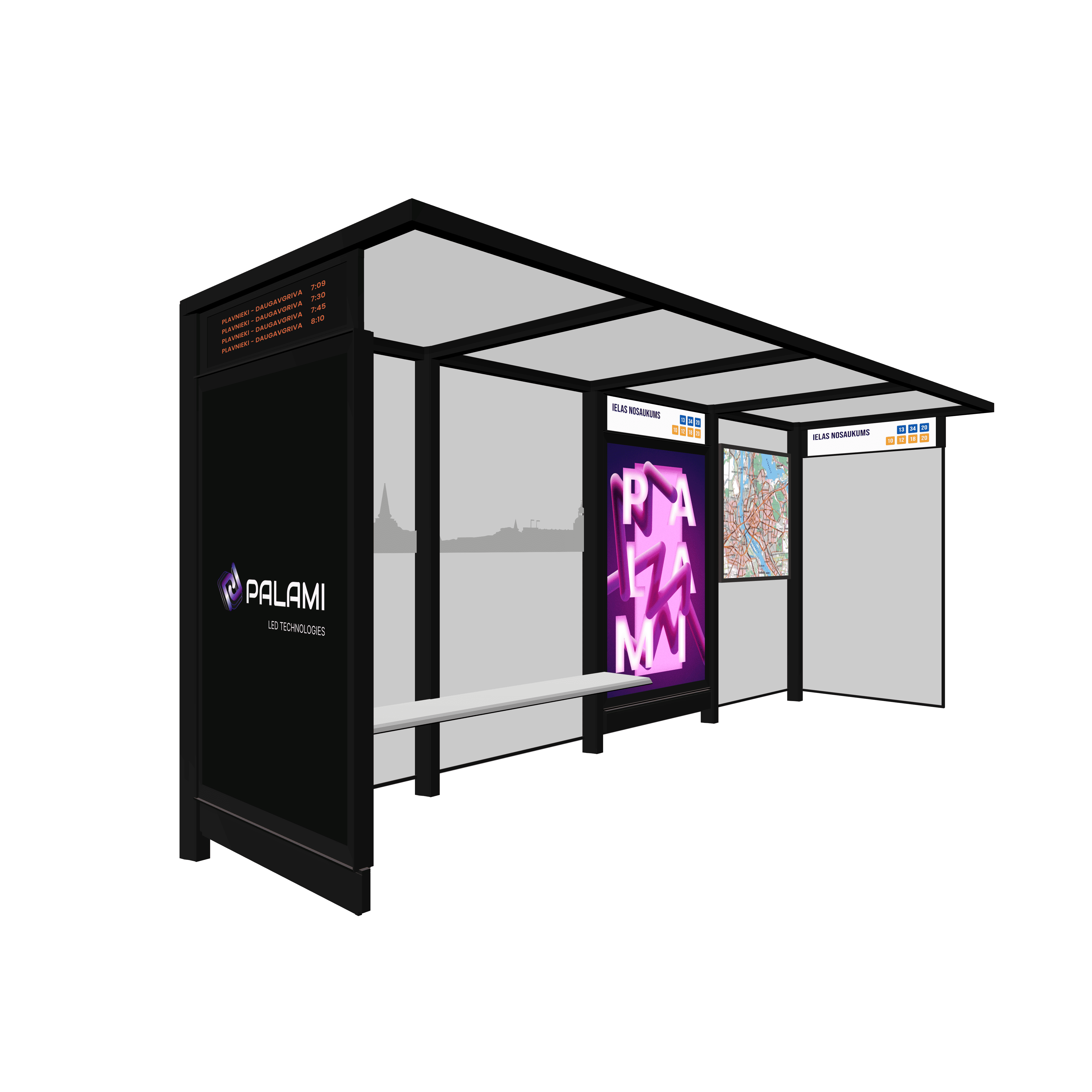 Bus Shelter OSLO XL-Size With Extra-Large Display By PALAMI Group