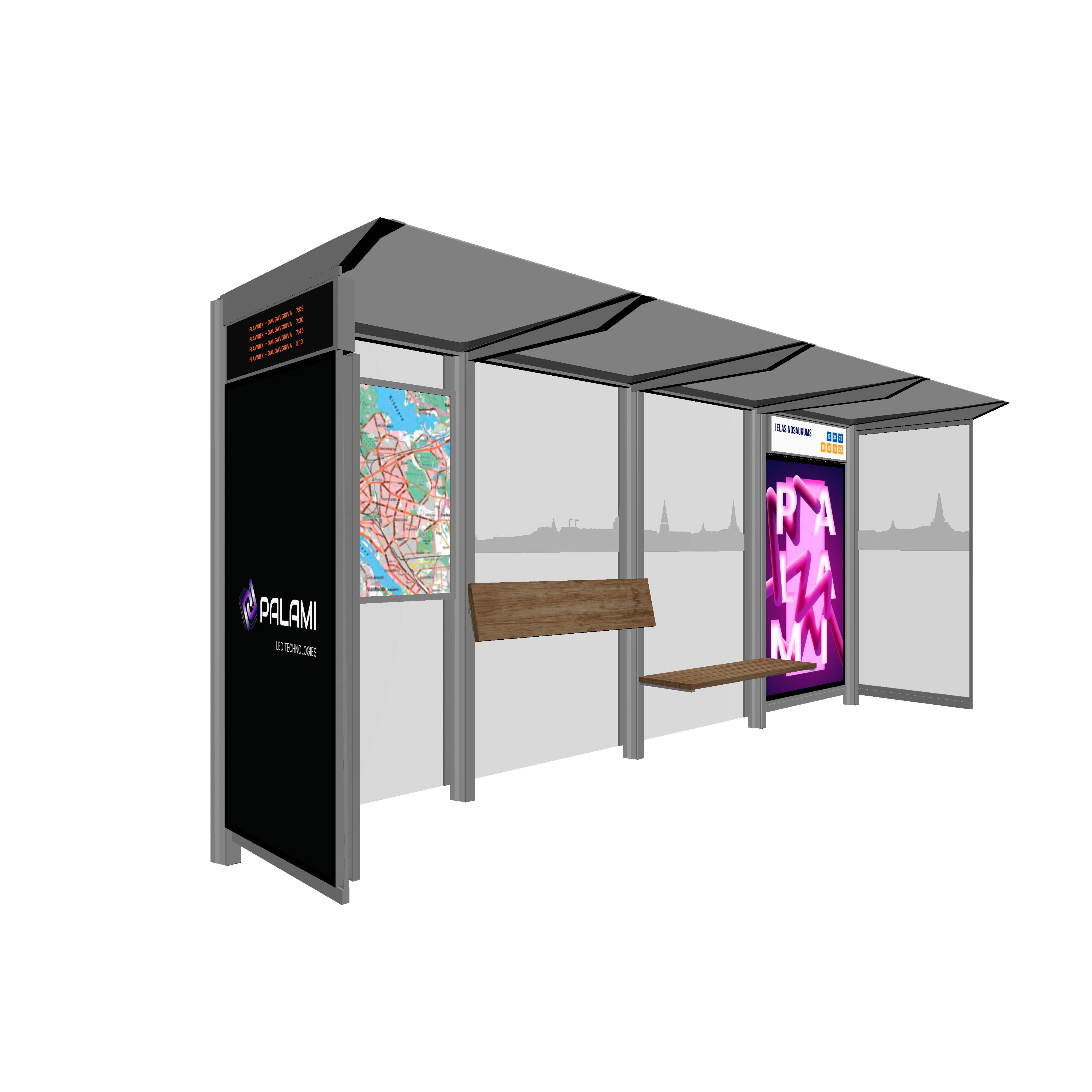 Bus Shelter RIGA XL-Size by PALAMI Group - Extremely Spacious And Maximum Visibility Outdoor Advertising Shelter