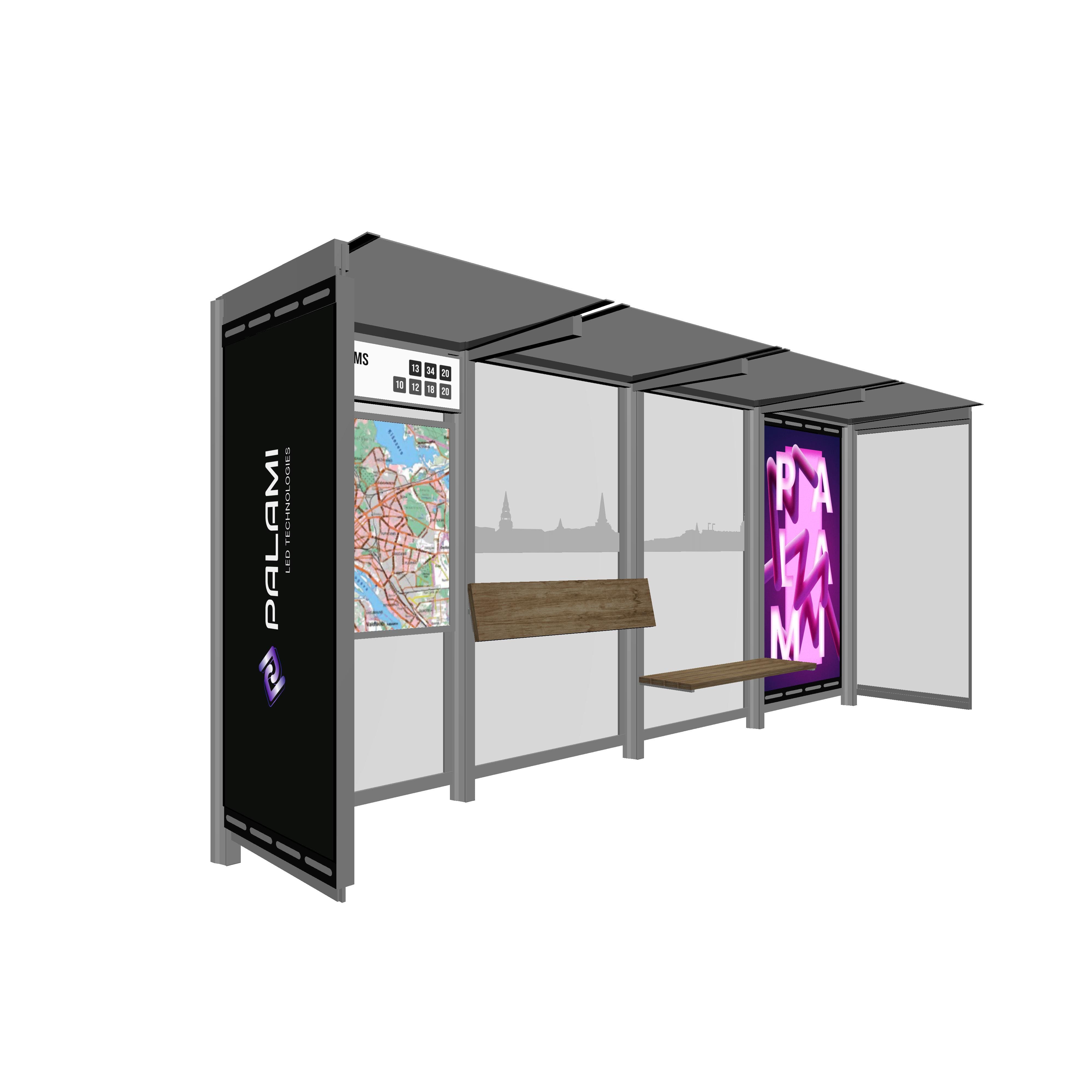 Bus Shelter RIGA XL-Size by PALAMI Group - Extremely Spacious And Maximum Visibility Outdoor Advertising Shelter