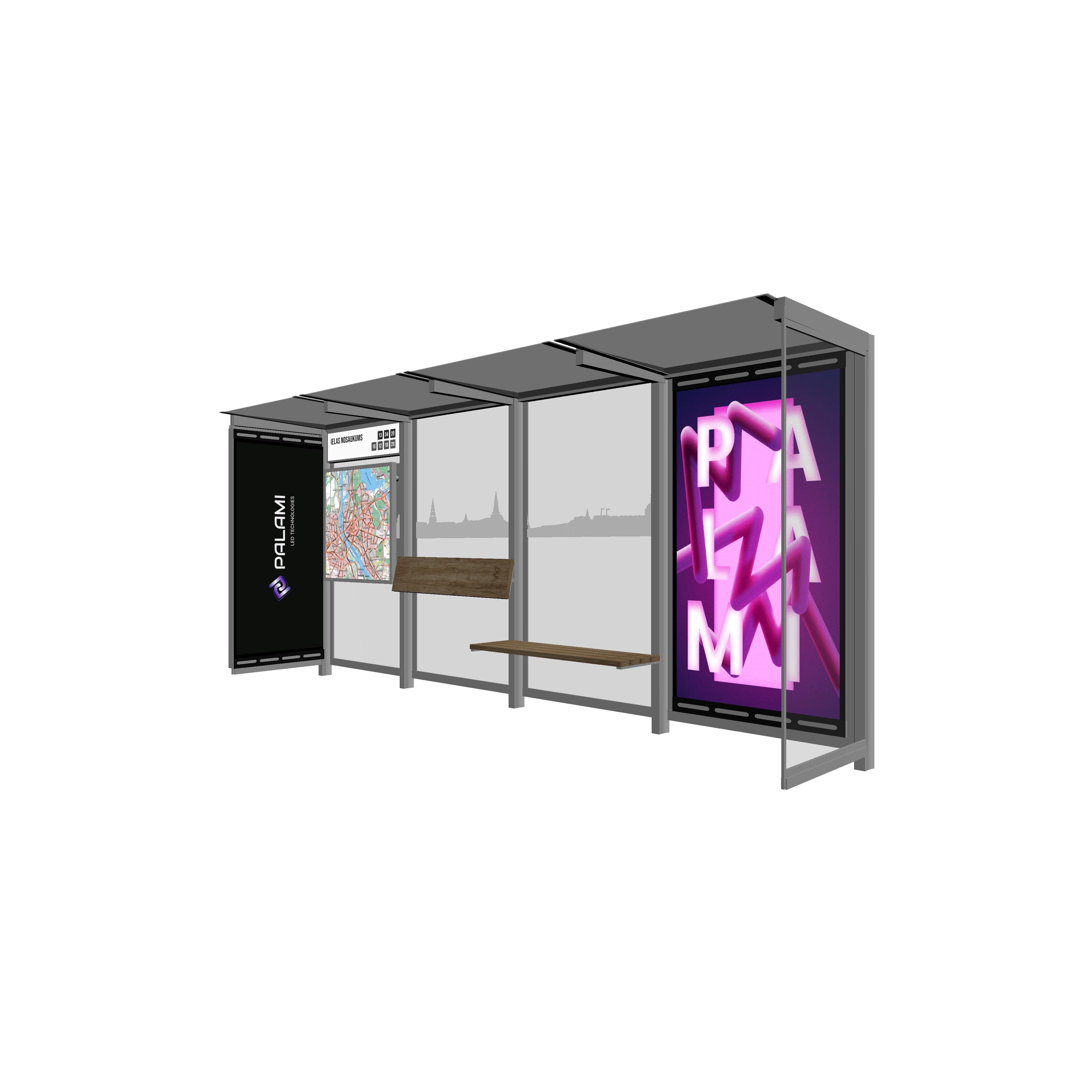 Bus Shelter RIGA XL-Size by PALAMI Group - Extremely Spacious And Maximum Visibility Outdoor Advertising Shelter