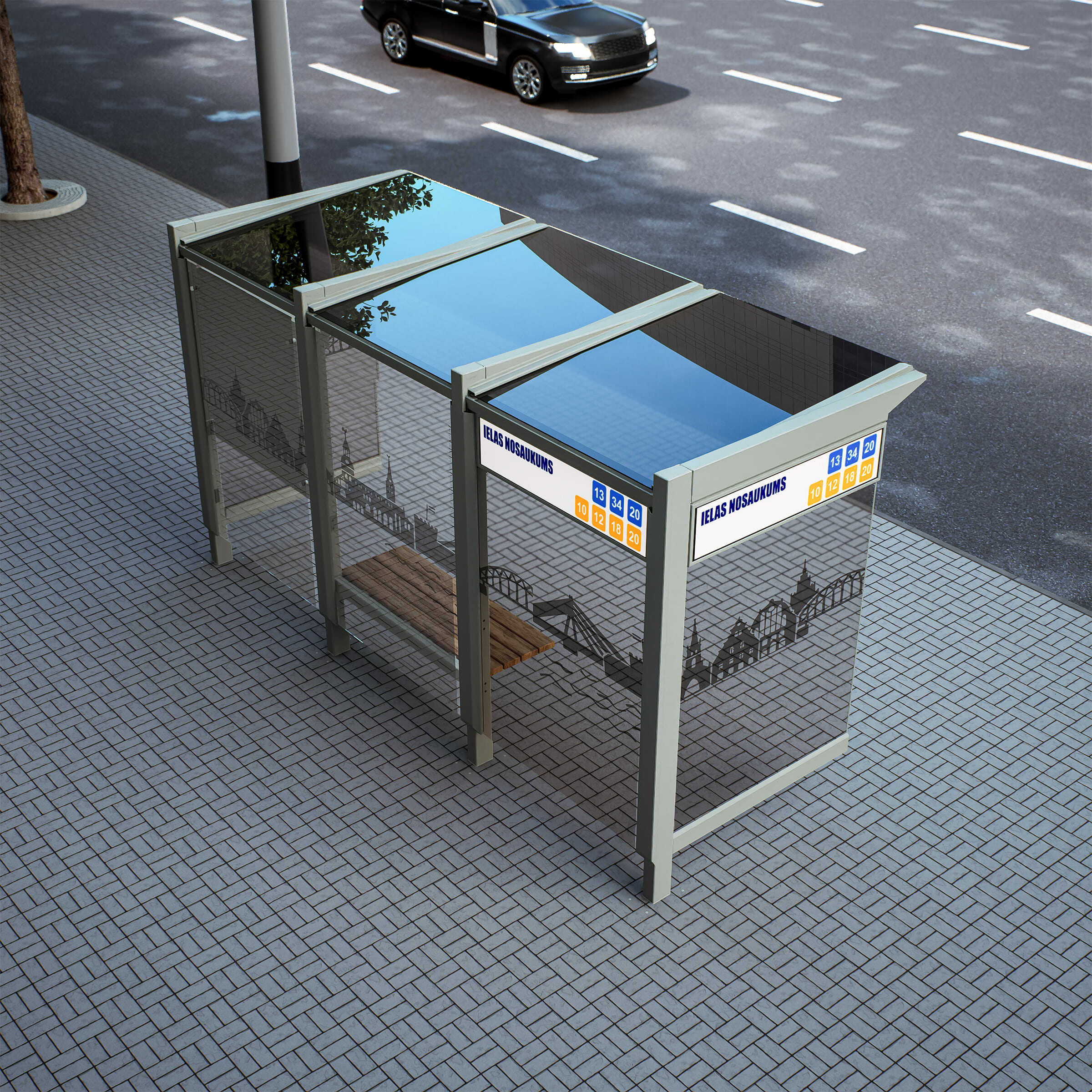 Bus Shelter L-Size by PALAMI Group - Spacious and Durable Outdoor Advertising Shelter