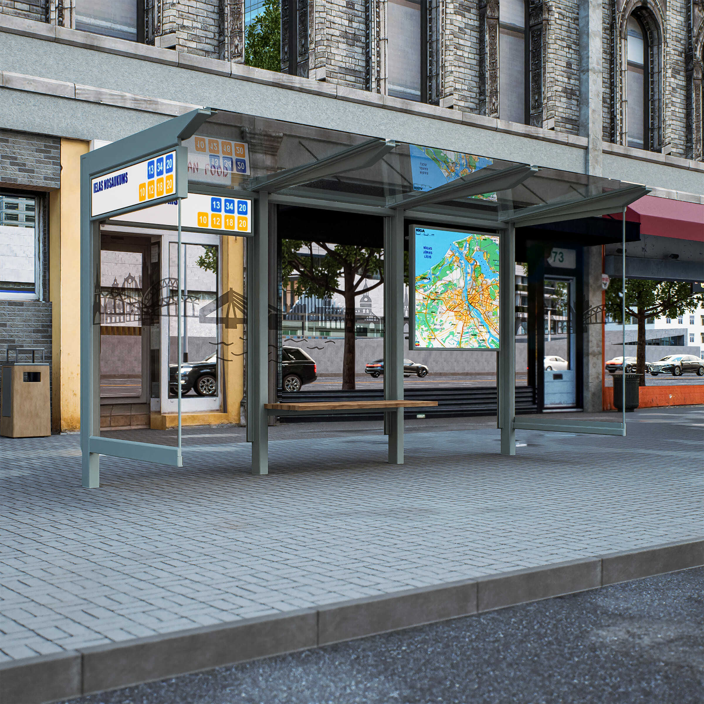Bus Shelter L-Size by PALAMI Group - Spacious and Durable Outdoor Advertising Shelter