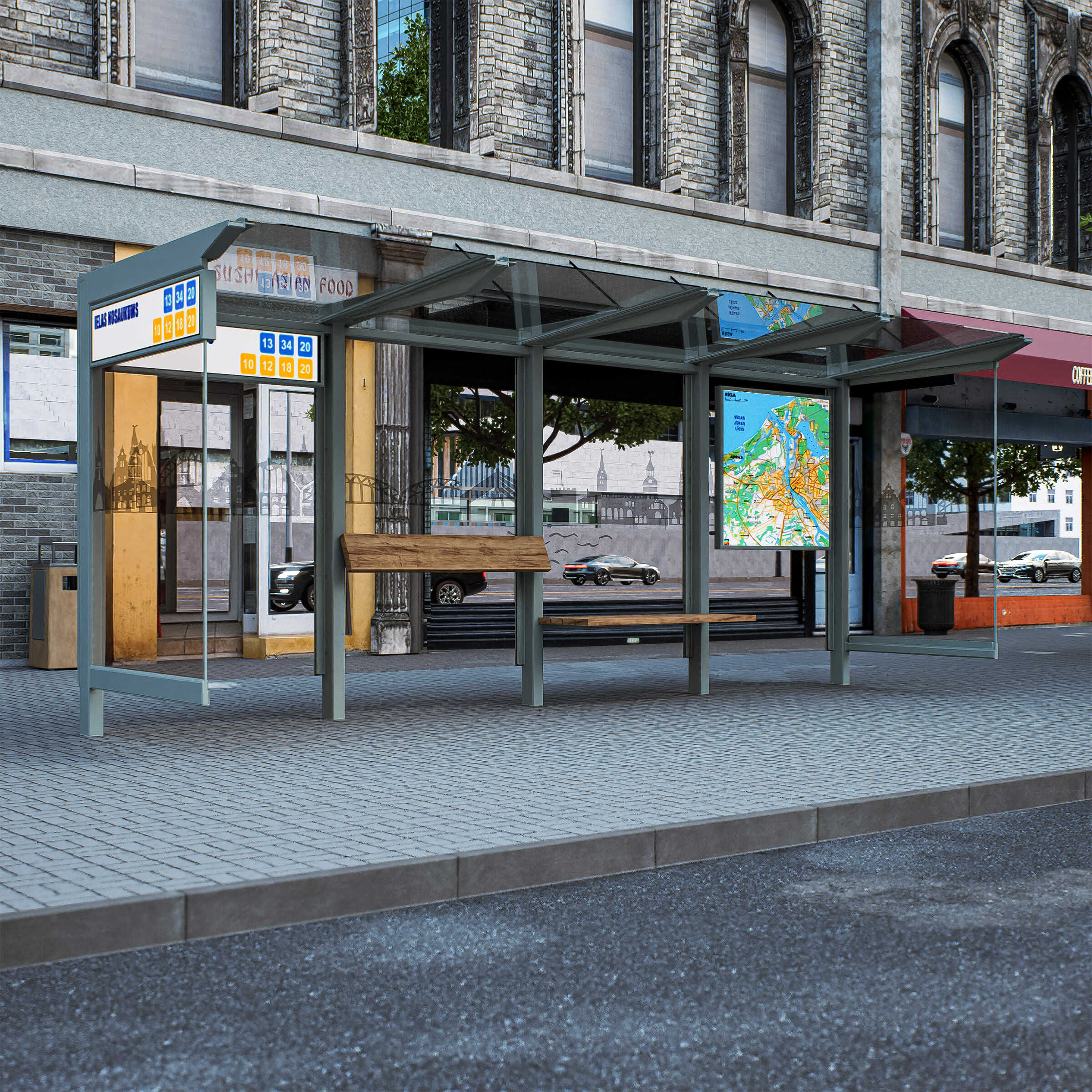 Bus Shelter RIGA XL-Size by PALAMI Group - Extremely Spacious And Maximum Visibility Outdoor Advertising Shelter
