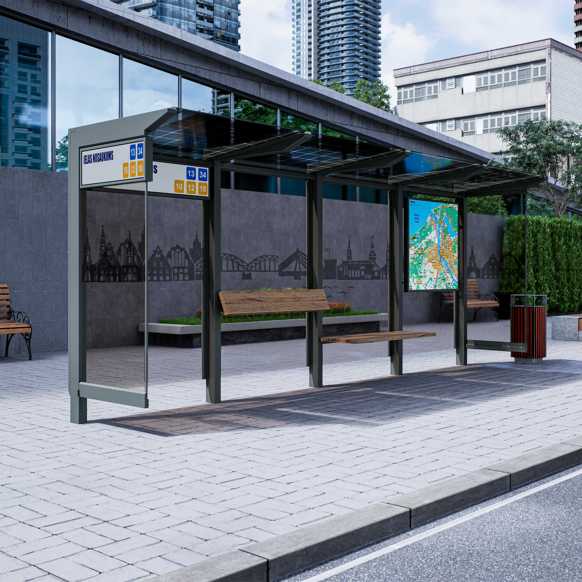 Bus Shelter M-Size by PALAMI Group - Mid-Size Durable Outdoor Advertising Shelter