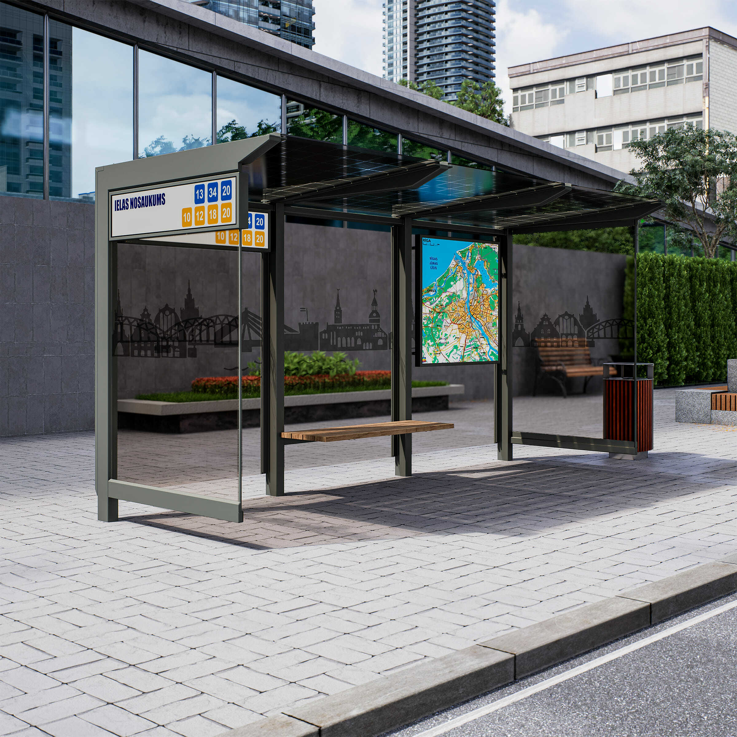 Bus Shelter RIGA L-Size with large design by PALAMI Group