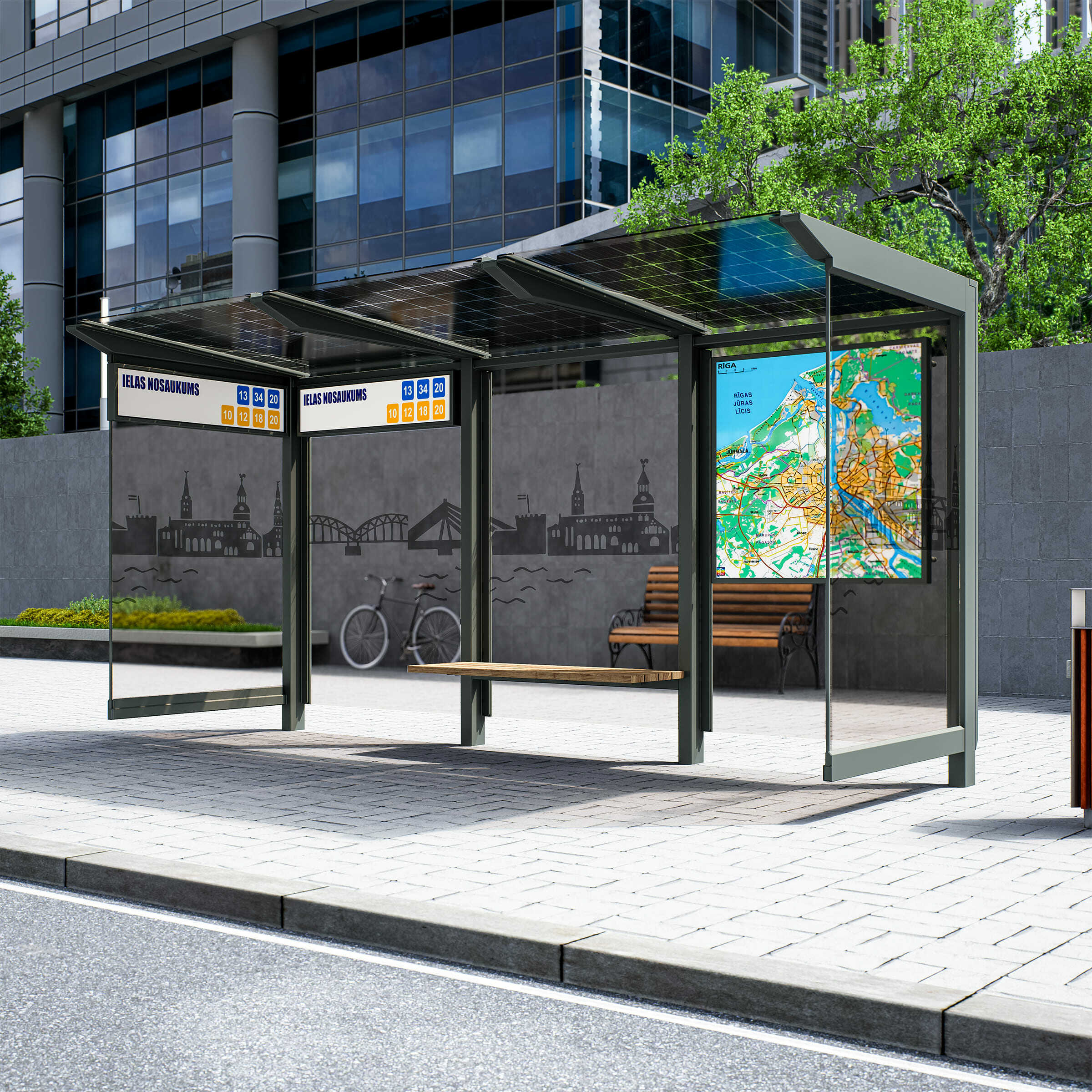 Bus Shelter RIGA L-Size with large design by PALAMI Group