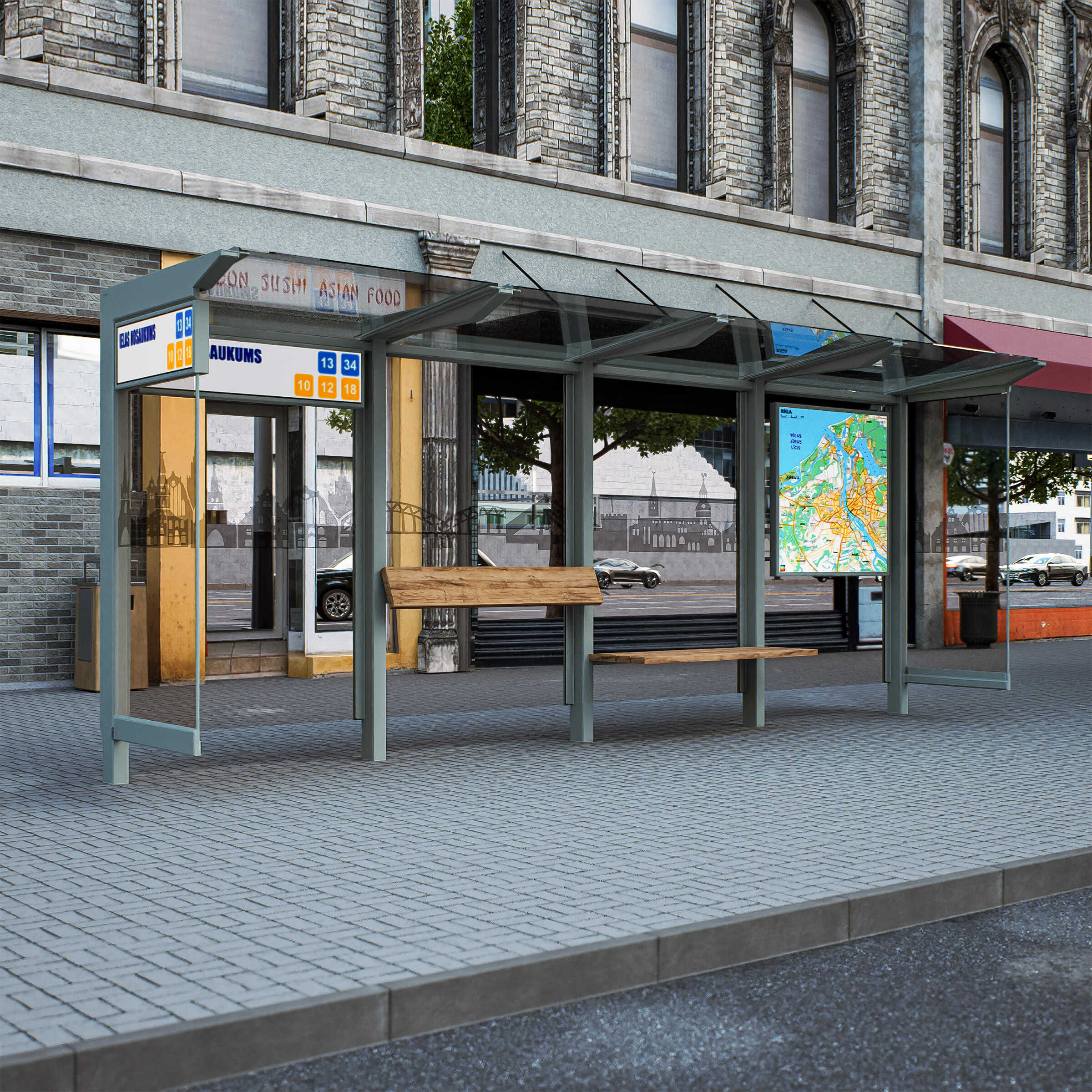 Bus Shelter M-Size by PALAMI Group - Mid-Size Durable Outdoor Advertising Shelter