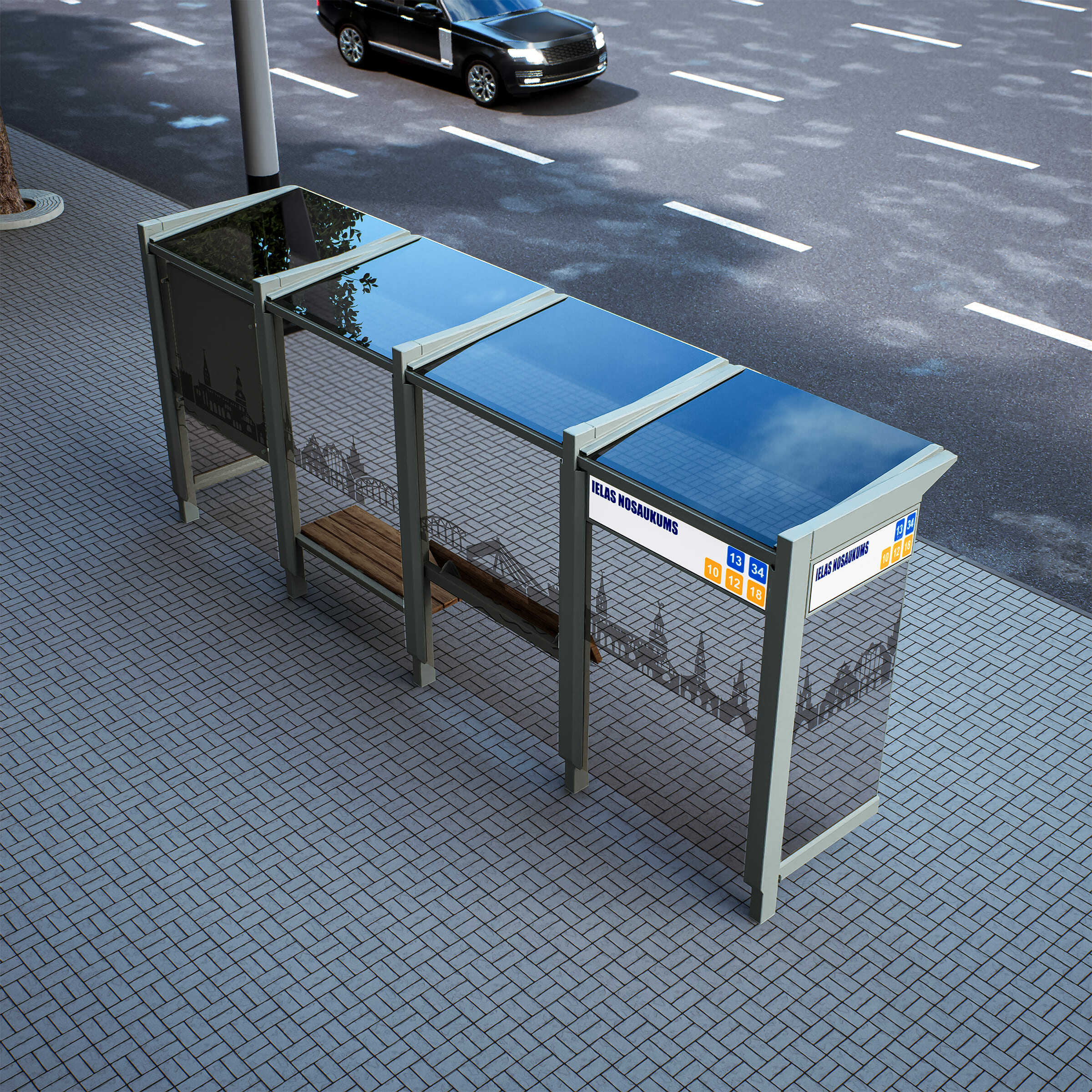 Bus Shelter M-Size by PALAMI Group - Mid-Size Durable Outdoor Advertising Shelter