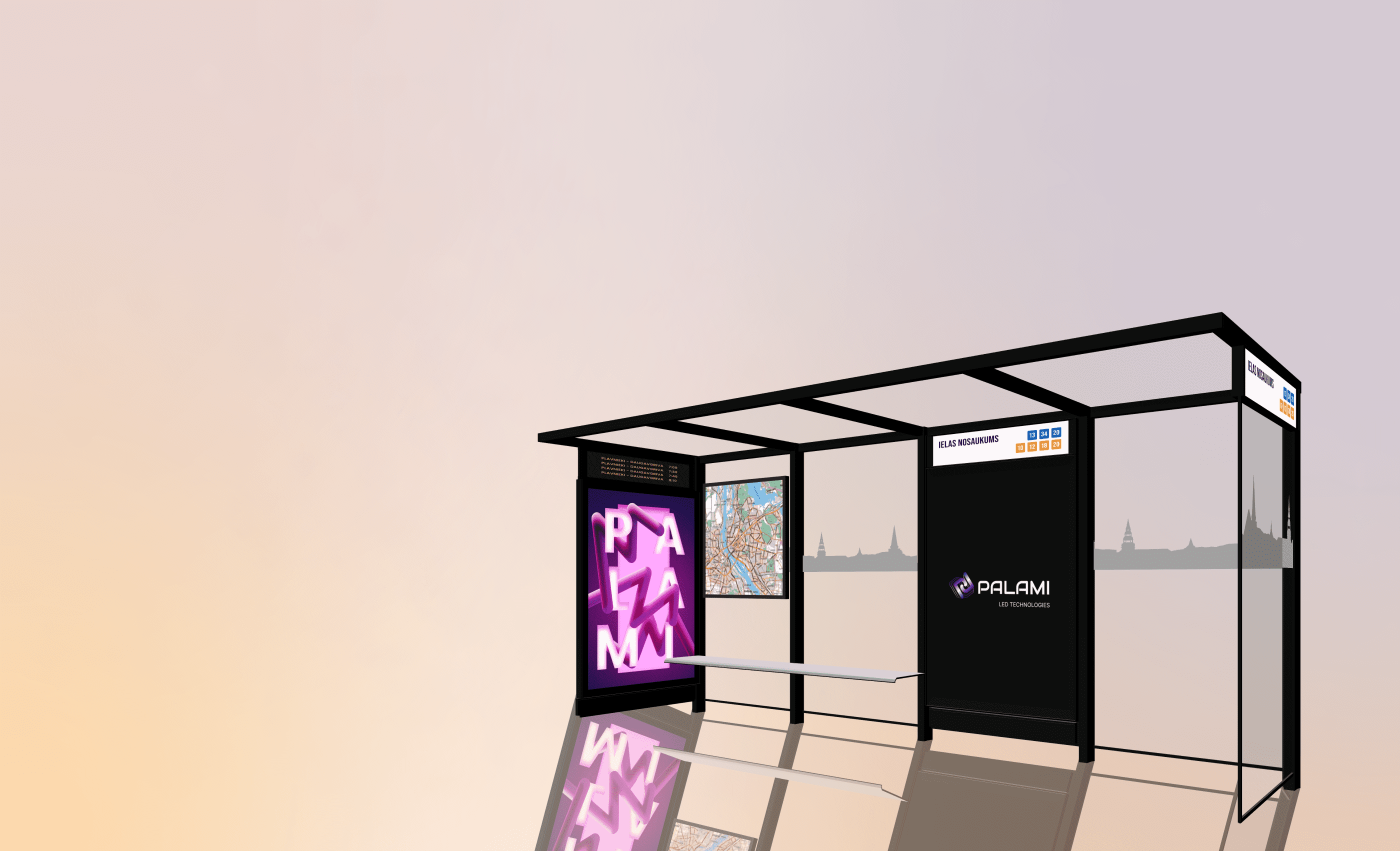 Creative LED Display Technology Integrated In Bus Stop Shelter By PALAMI Group
