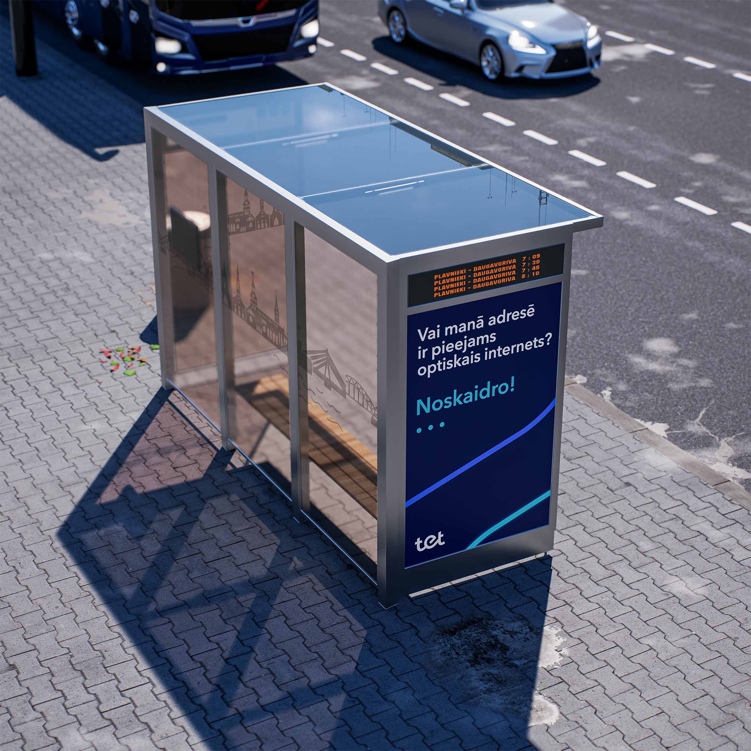 Bus Shelter OSLO (L/XL) Base Glass Rooftop Set By PALAMI Group - Durable Outdoor Display for Advertising