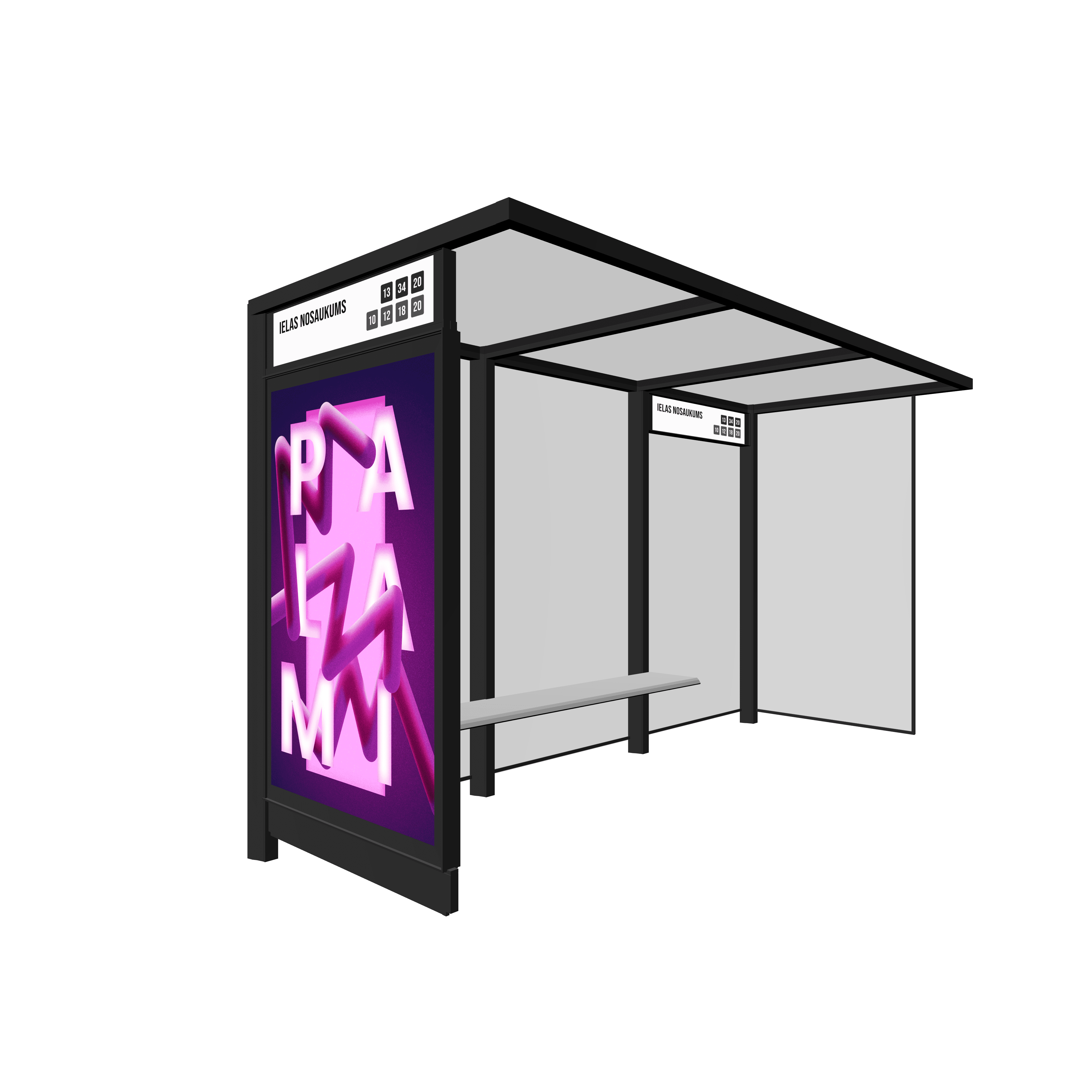 Bus Shelter OSLO With LED Display In The Side Section  | PALAMI Group