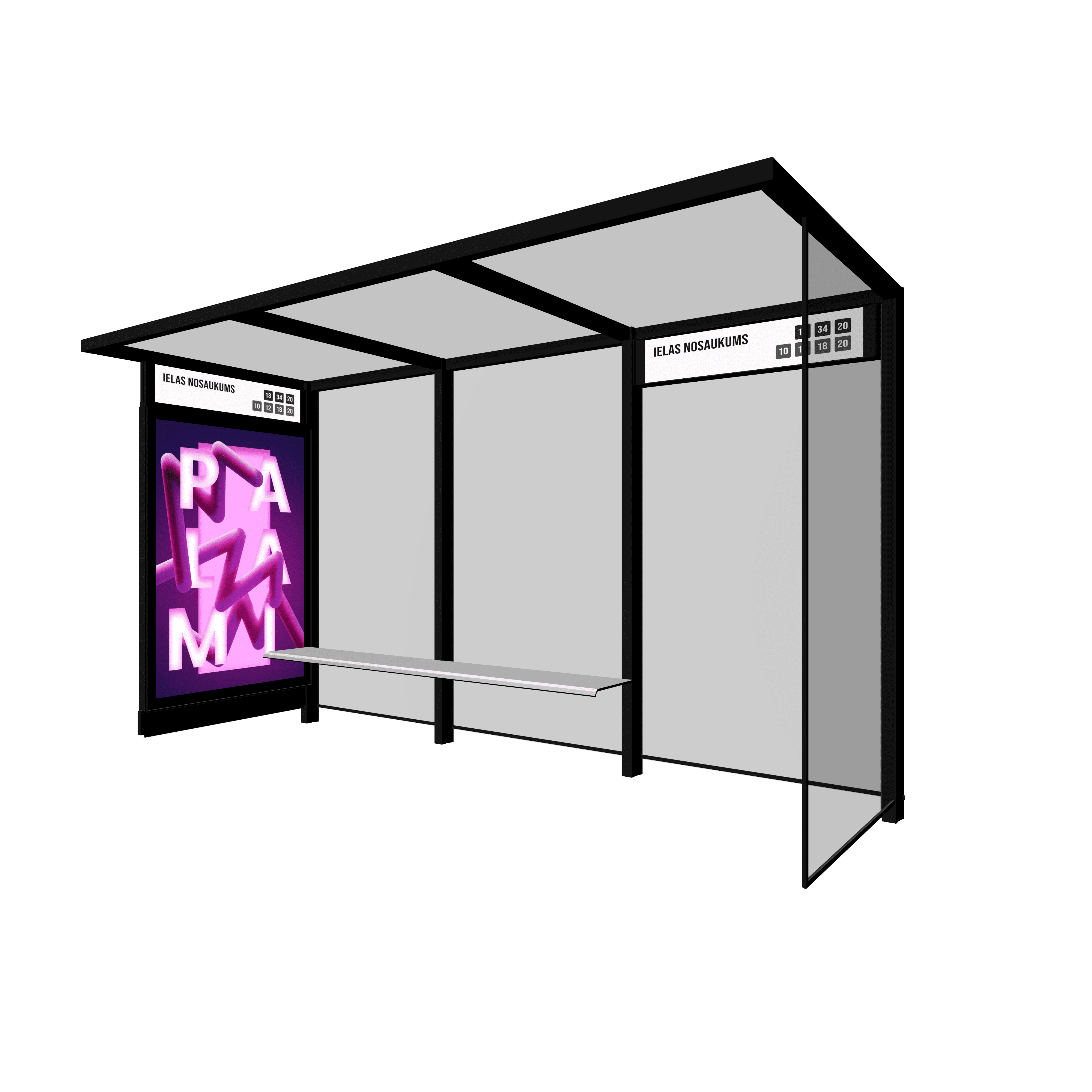 Bus Shelter OSLO With LED Display In The Side Section | PALAMI Group