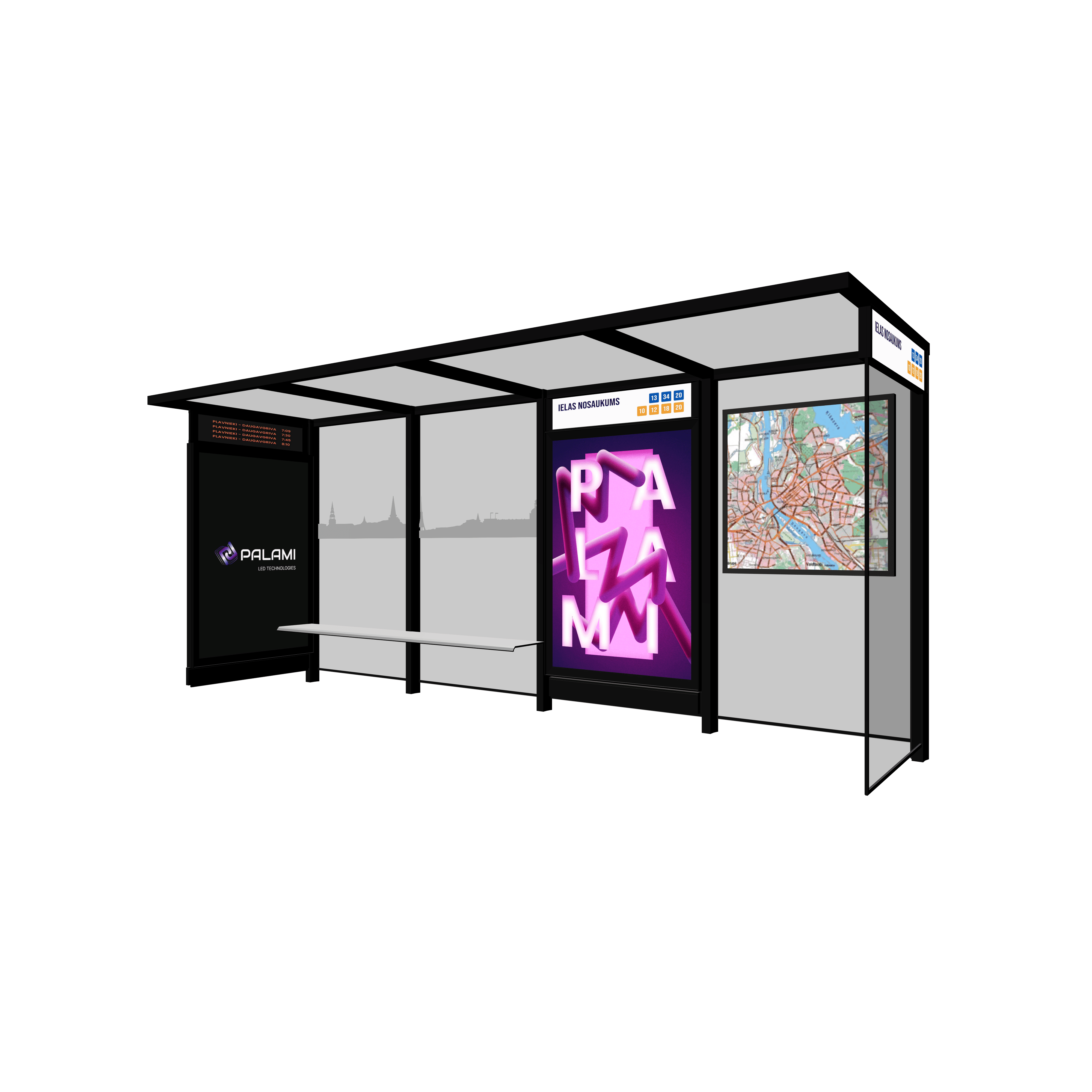 Bus Shelter OSLO XL-Size With Extra-Large Display By PALAMI Group