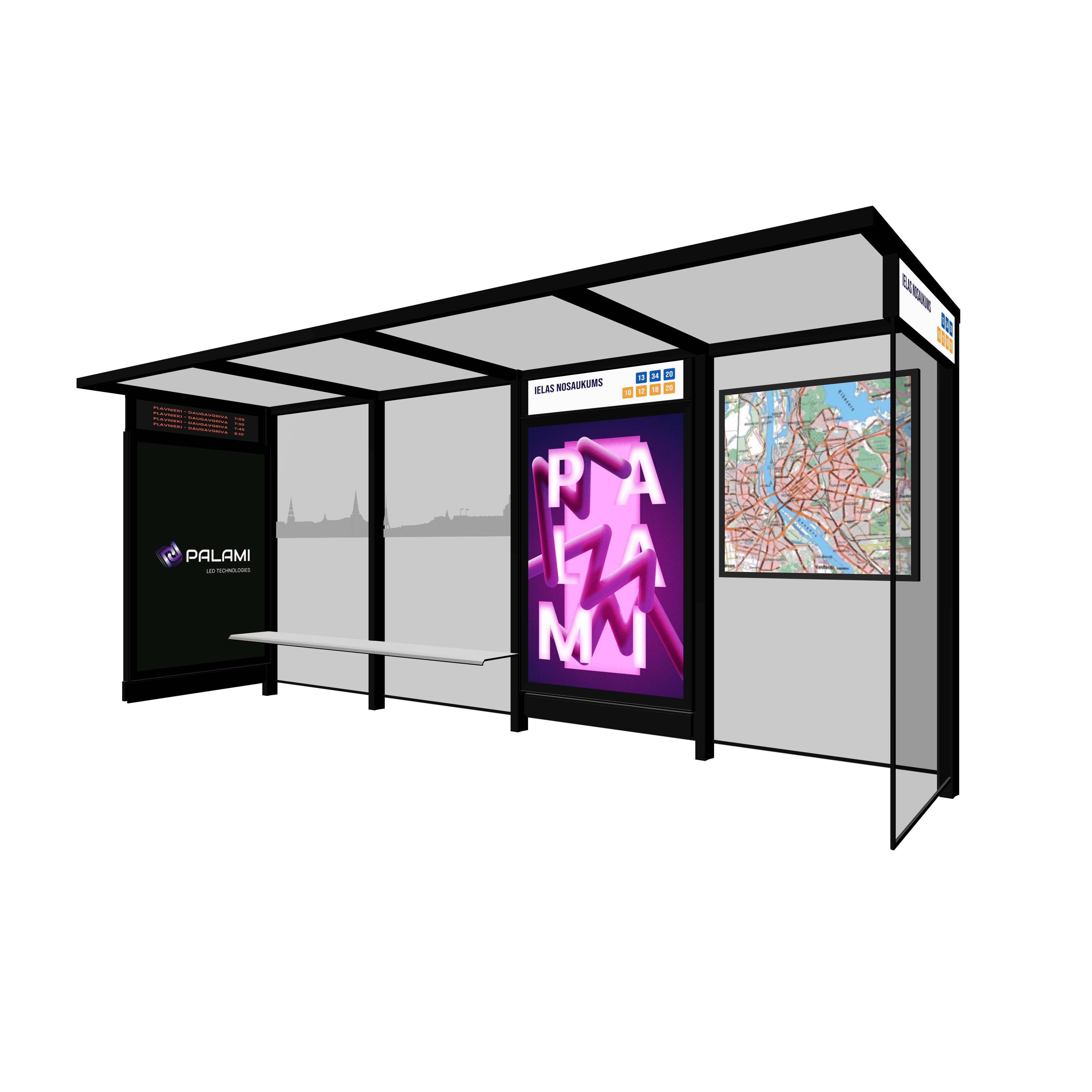 Bus Shelter OSLO XL-Size With Extra-Large Display By PALAMI Group