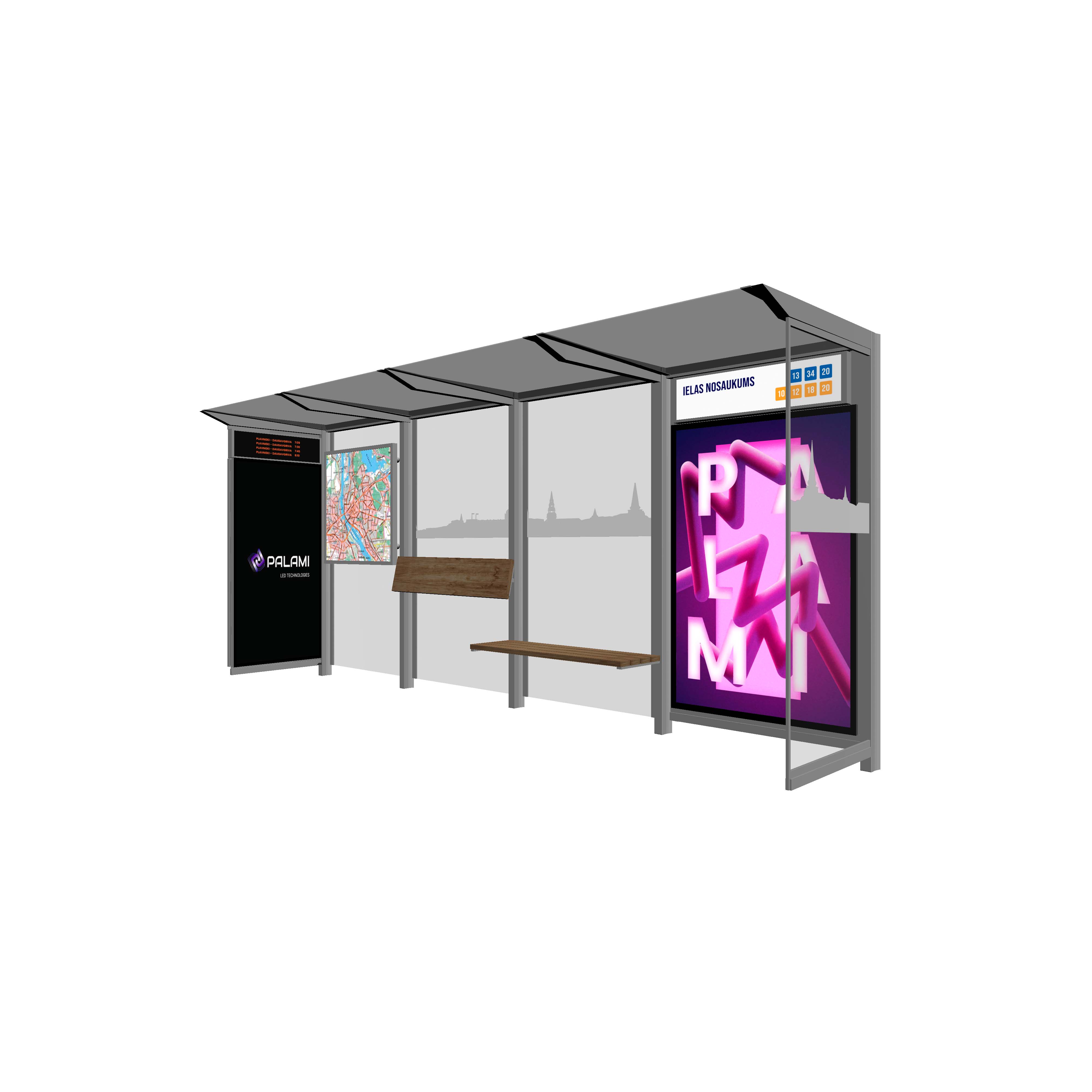 Bus Shelter RIGA XL-Size by PALAMI Group - Extremely Spacious And Maximum Visibility Outdoor Advertising Shelter