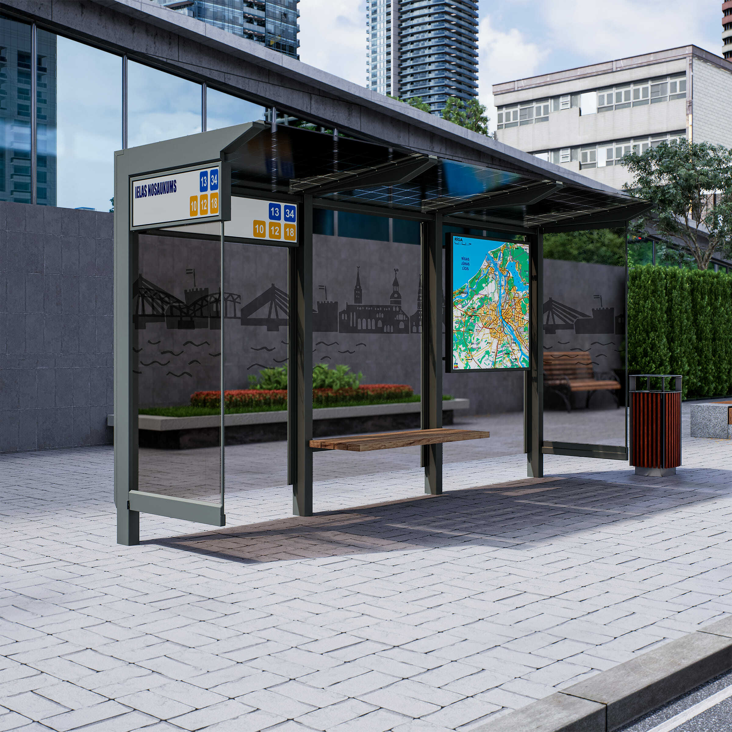 Bus Shelter RIGA S-Size With Compact Design By PALAMI Group