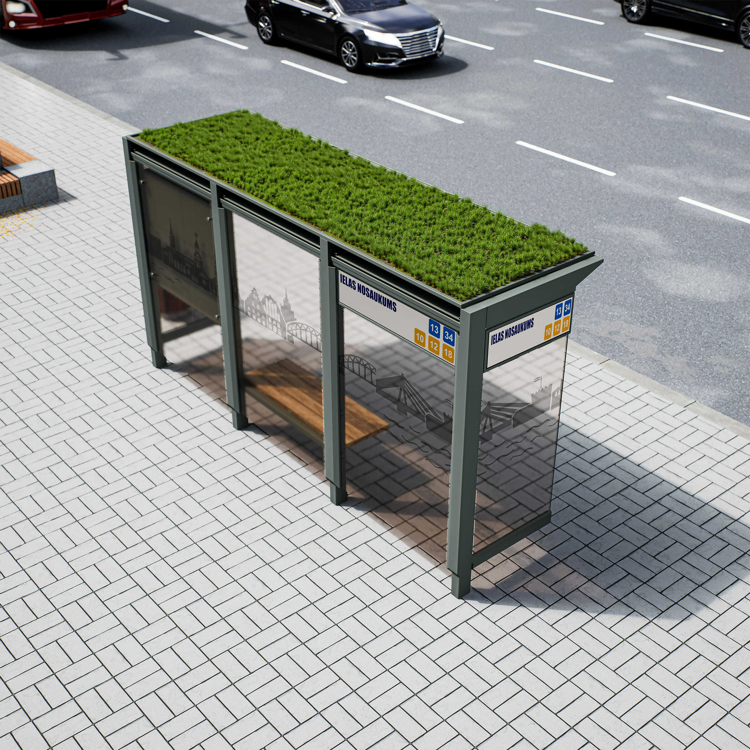 Bus Shelter RIGA S-Size with compact design by PALAMI Group