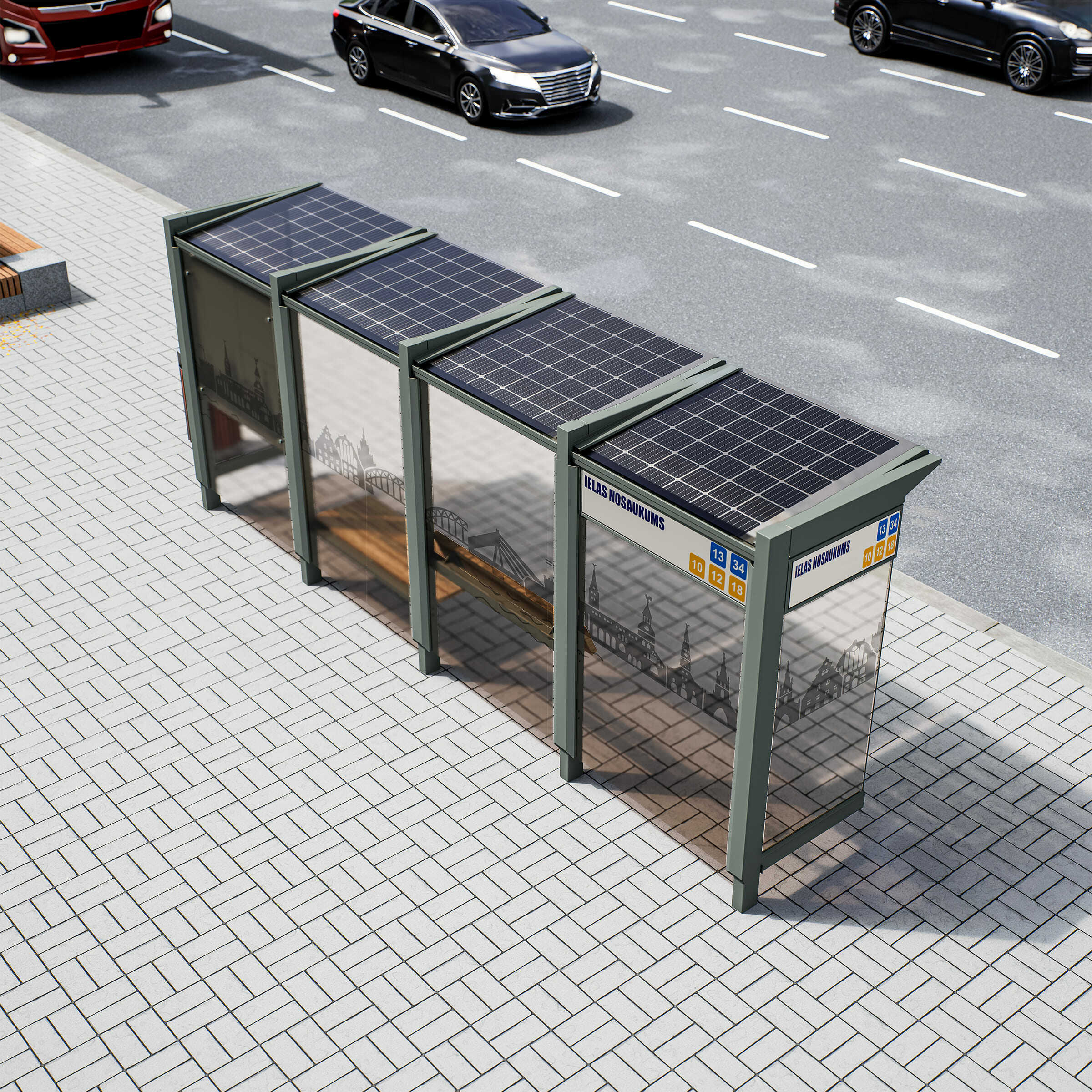 Bus Shelter M-Size by PALAMI Group - Mid-Size Durable Outdoor Advertising Shelter